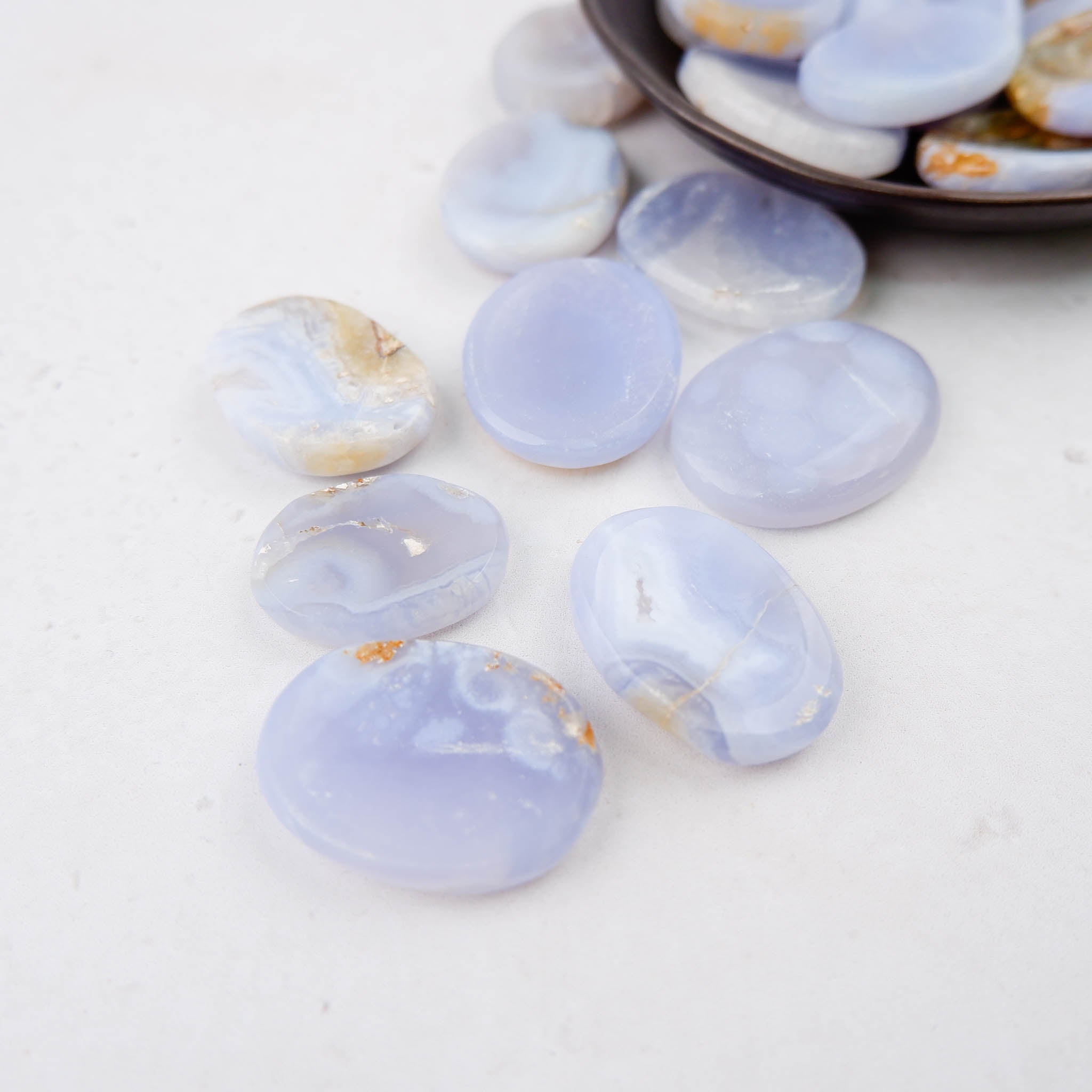 Blue Lace Agate Worry Stone - Crystal & Stone