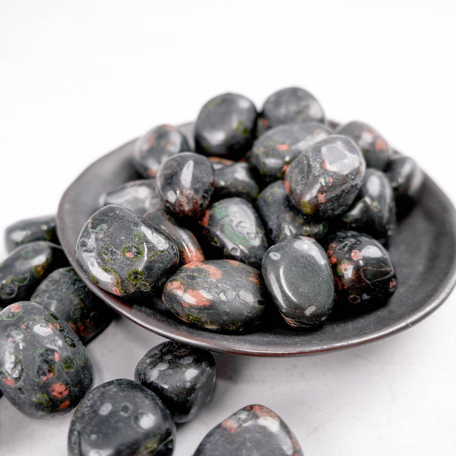 Cinnabar Periodotite Tumble - Crystal & Stone