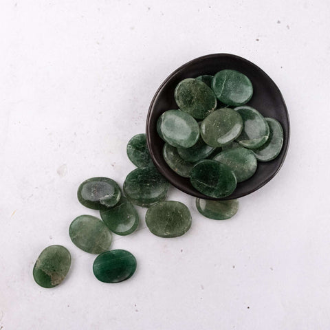 Green Strawberry Quartz Worry Stone