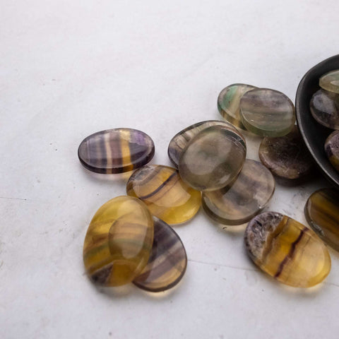 Yellow/Rainbow Fluorite Worry Stone