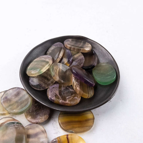 Yellow/Rainbow Fluorite Worry Stone