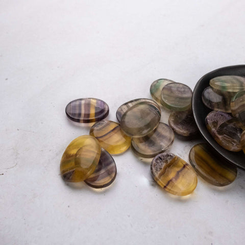 Yellow/Rainbow Fluorite Worry Stone