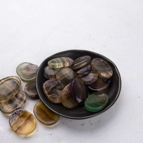 Yellow/Rainbow Fluorite Worry Stone