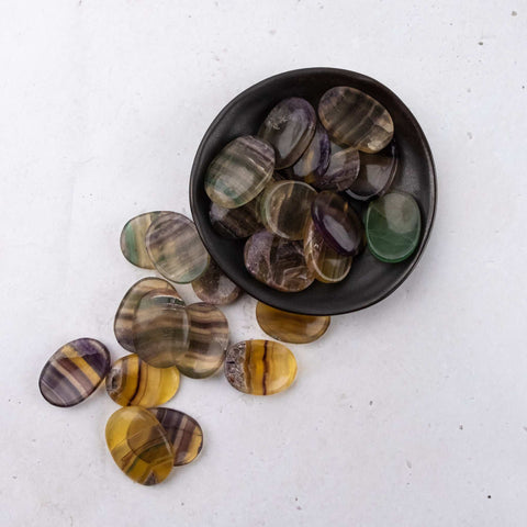 Yellow/Rainbow Fluorite Worry Stone