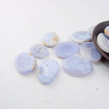 Blue Lace Agate Worry Stone - Crystal & Stone