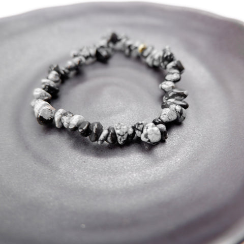 Snowflake Obsidian Chip Bracelet