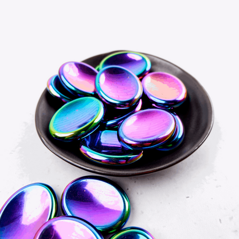 Aura Hematite Worry Stone (Plated Colour)