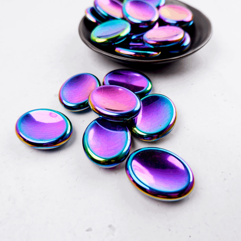 Aura Hematite Worry Stone (Plated Colour)