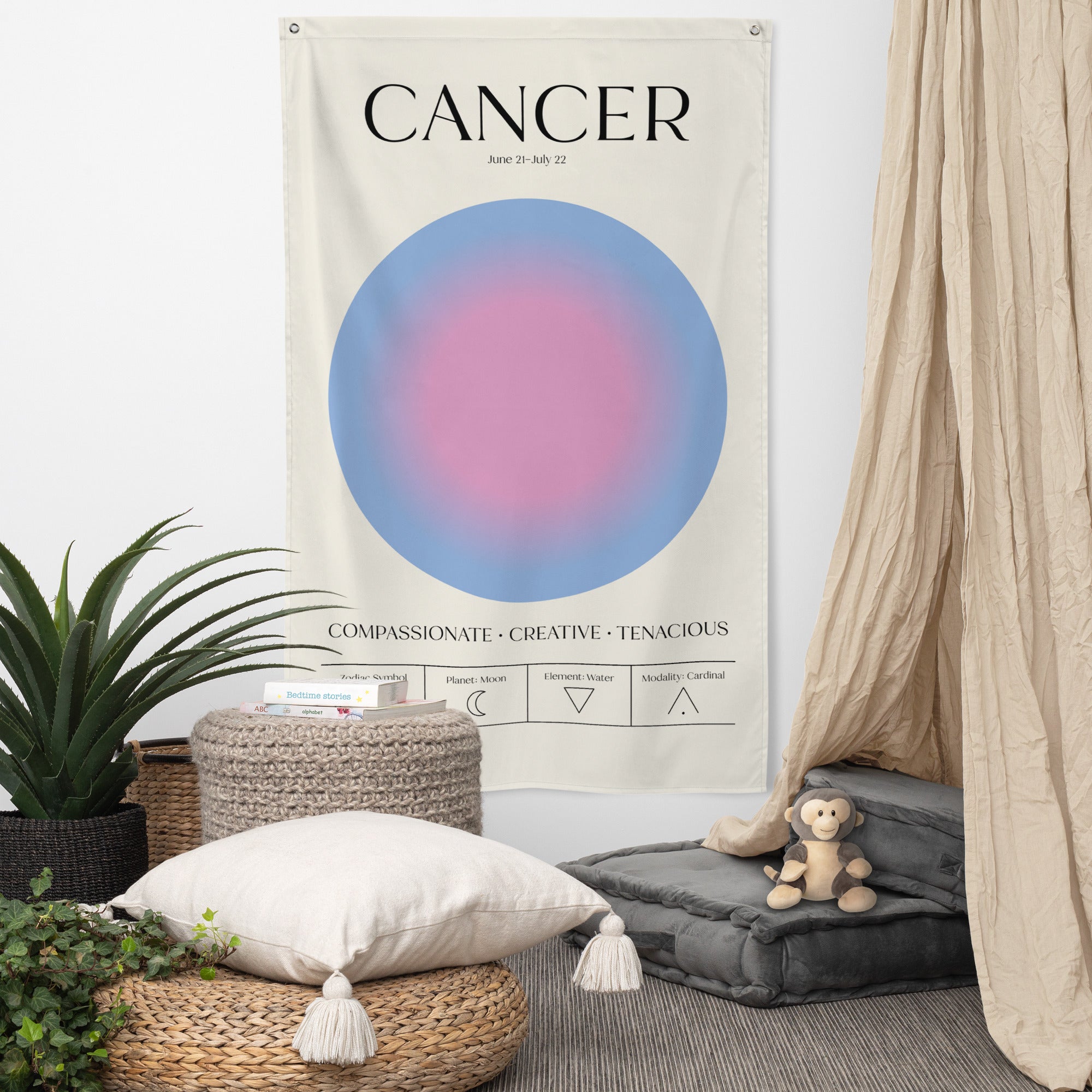 Cancer Zodiac Fabric Print