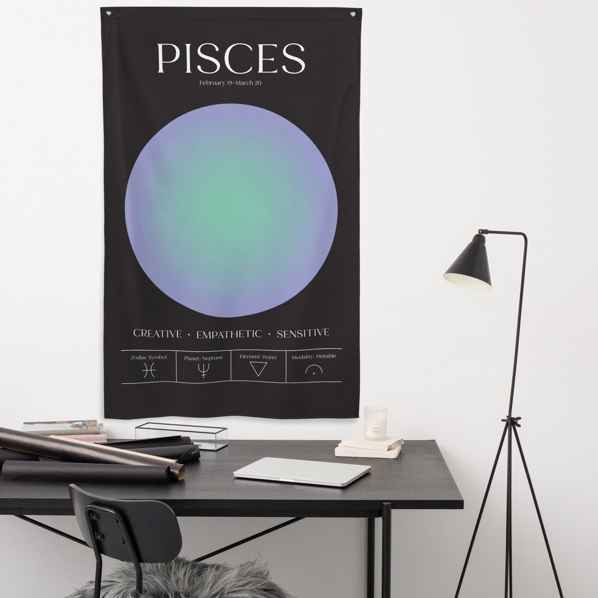 Pisces Zodiac Fabric Print