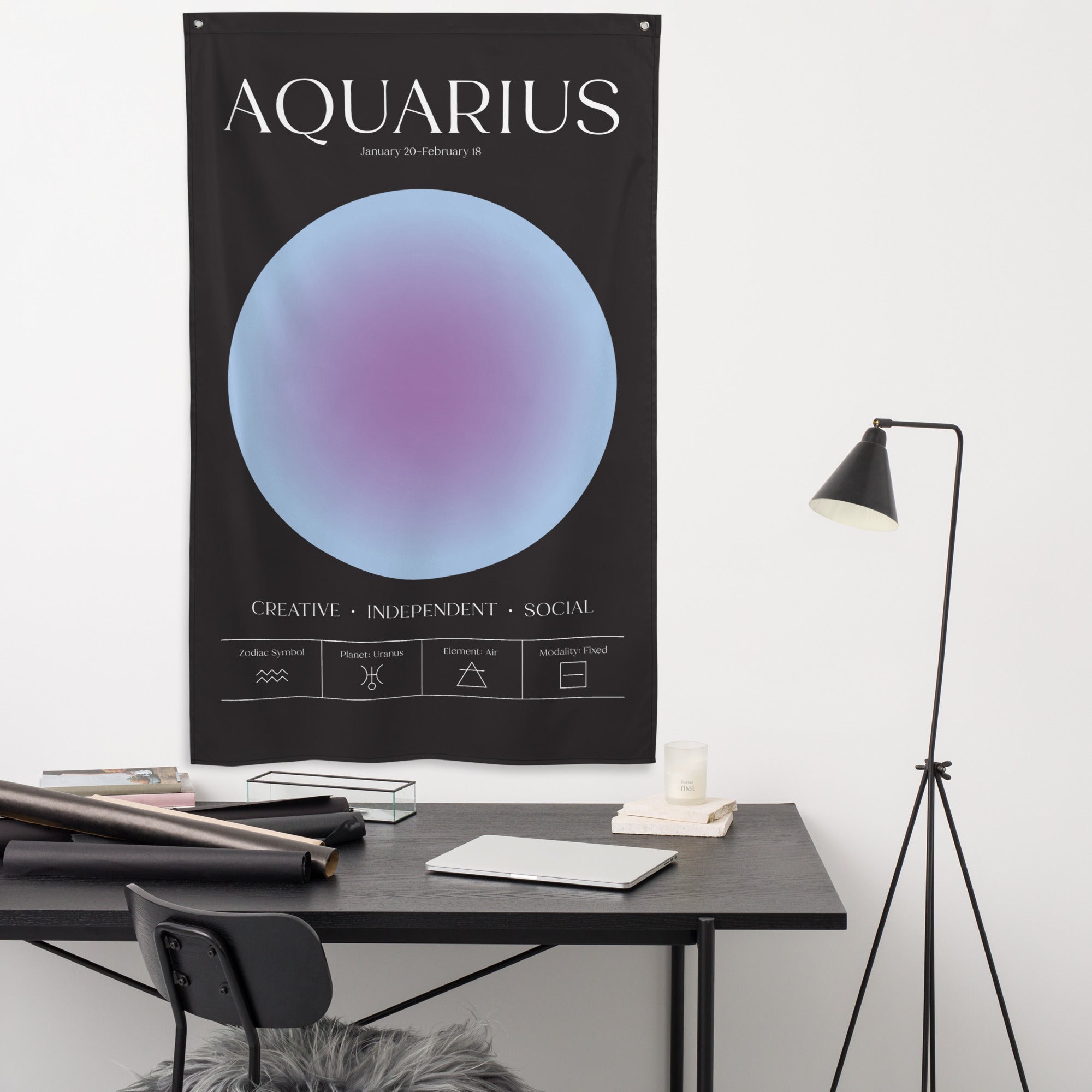 Aquarius Zodiac Fabric Print