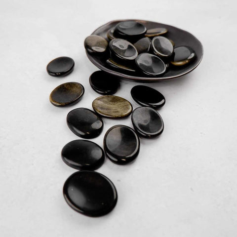 Golden Sheen Obsidian Worry Stone - Crystal & Stone