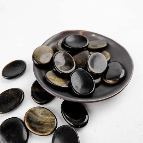 Golden Sheen Obsidian Worry Stone - Crystal & Stone