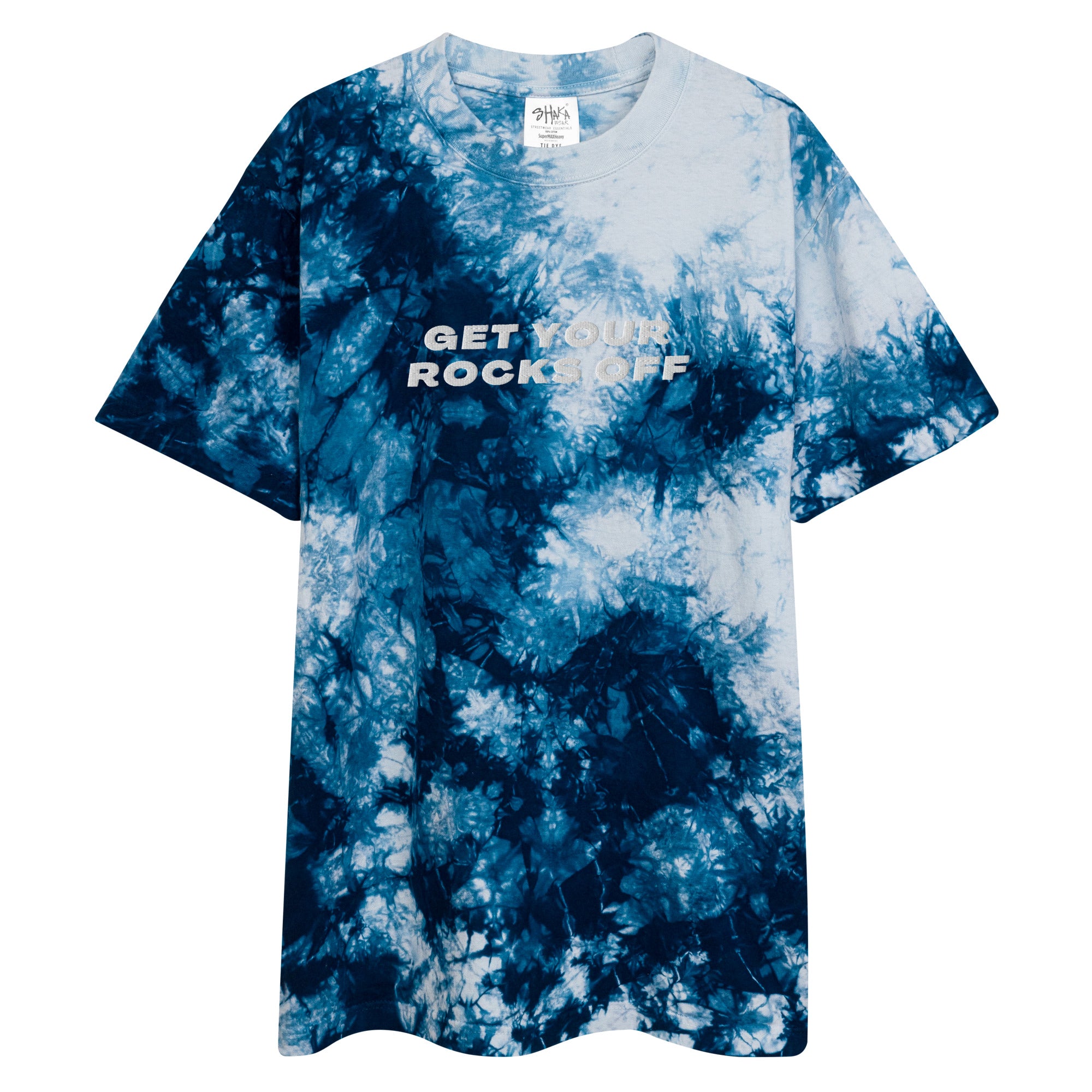 Get Your Rocks Off Oversized Tie-Dye T-Shirt (White Embroidery)