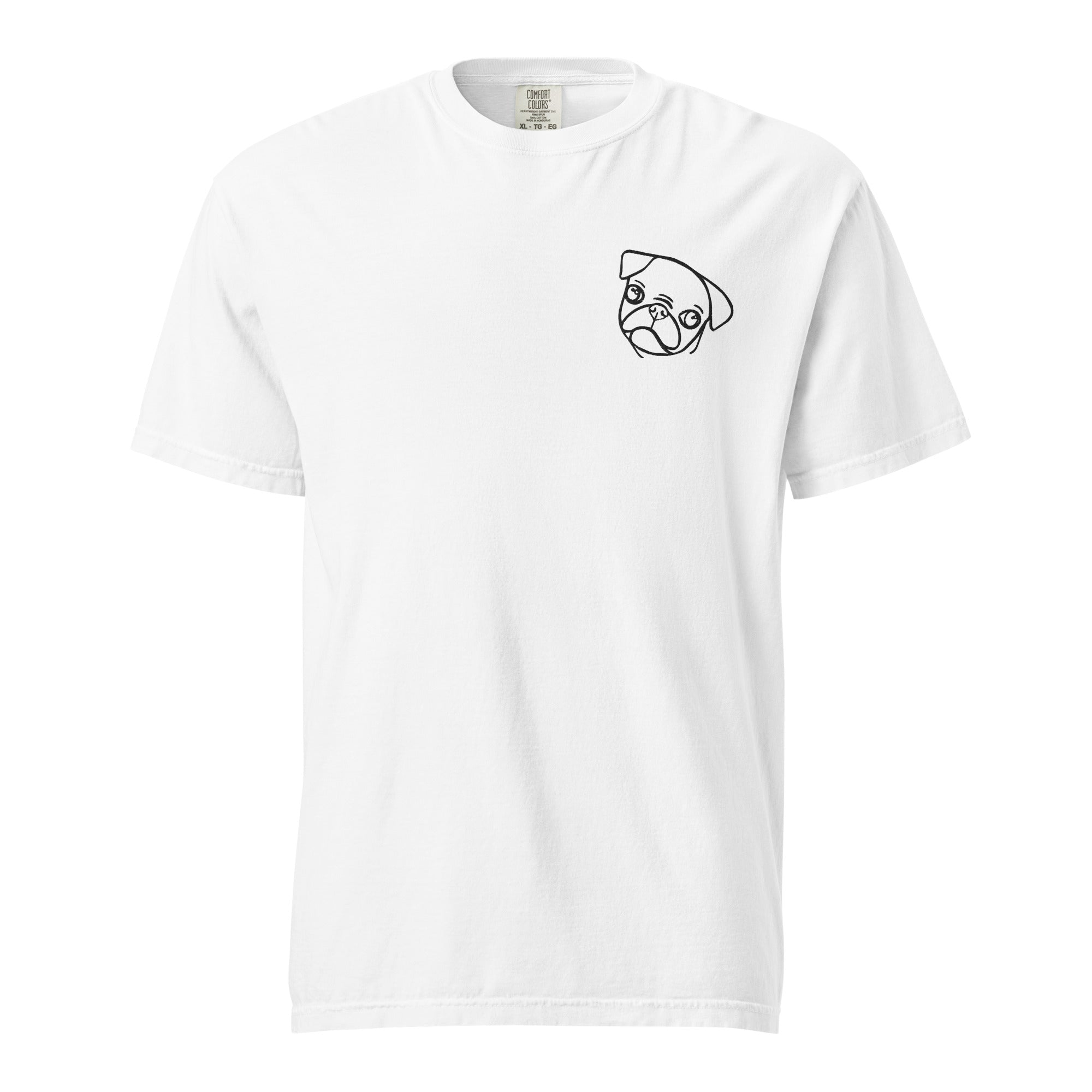 Mali Pug T-Shirt  (Black Embroidery)