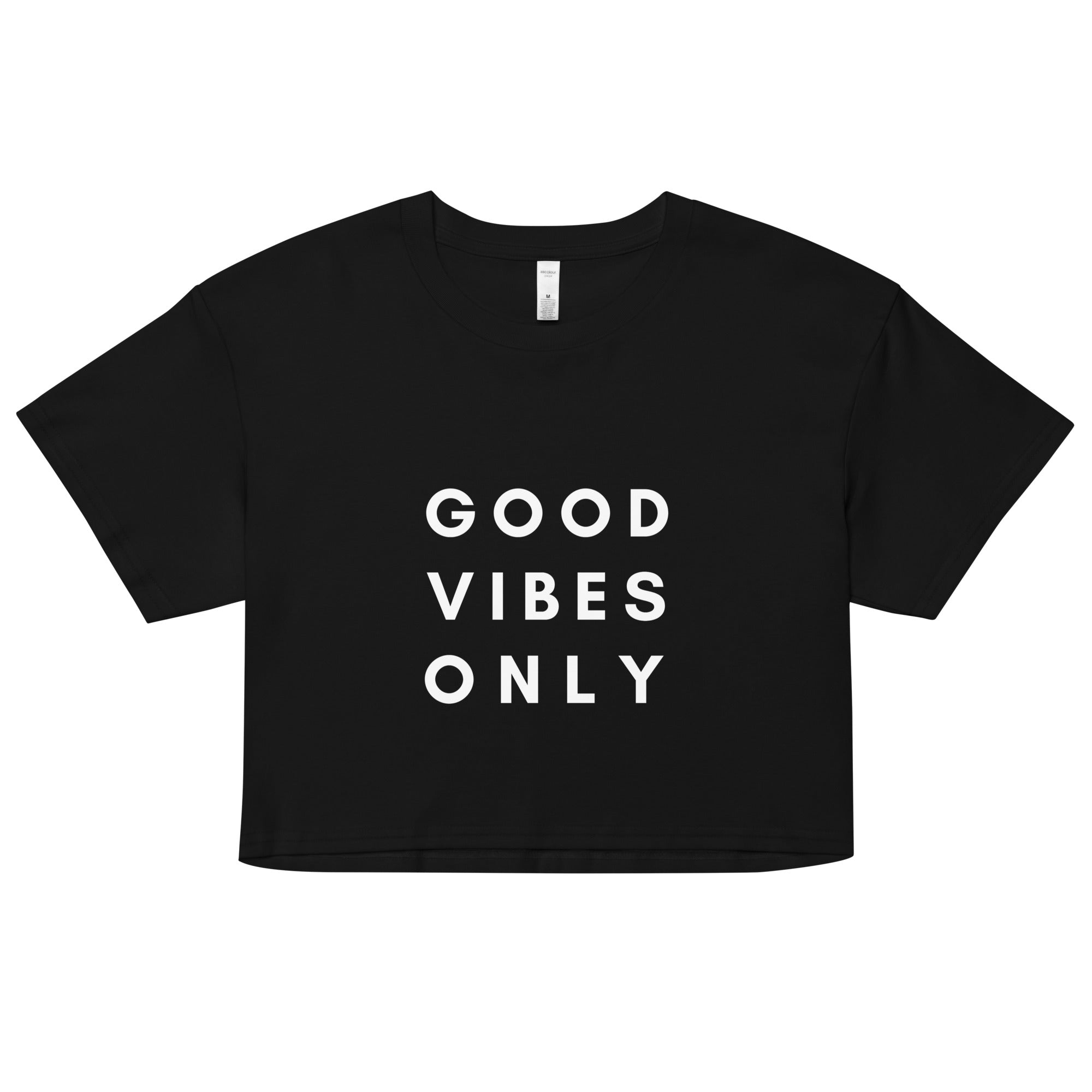 Good Vibes Only Crop Top (White Print)