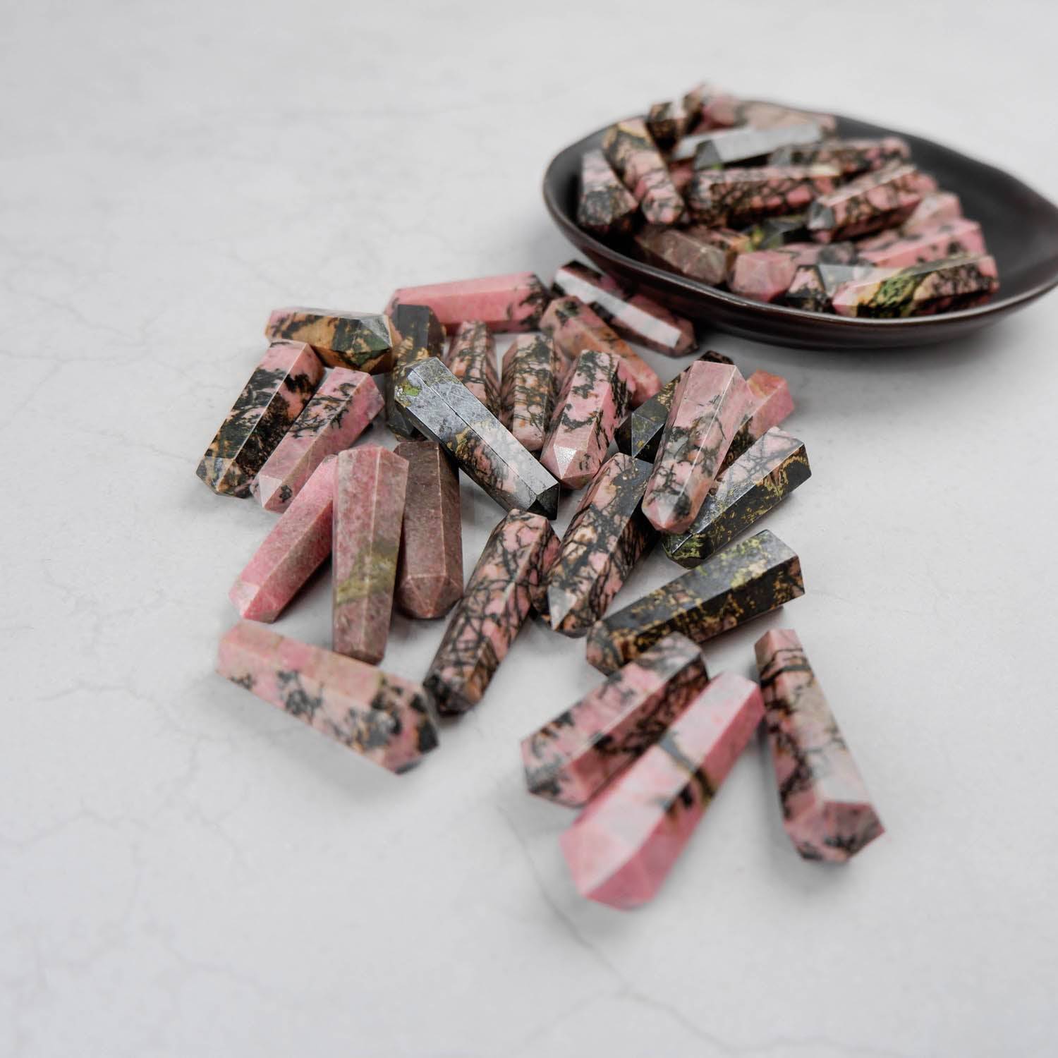 Rhodonite Gridding Point (Double Terminated) - Crystal & Stone