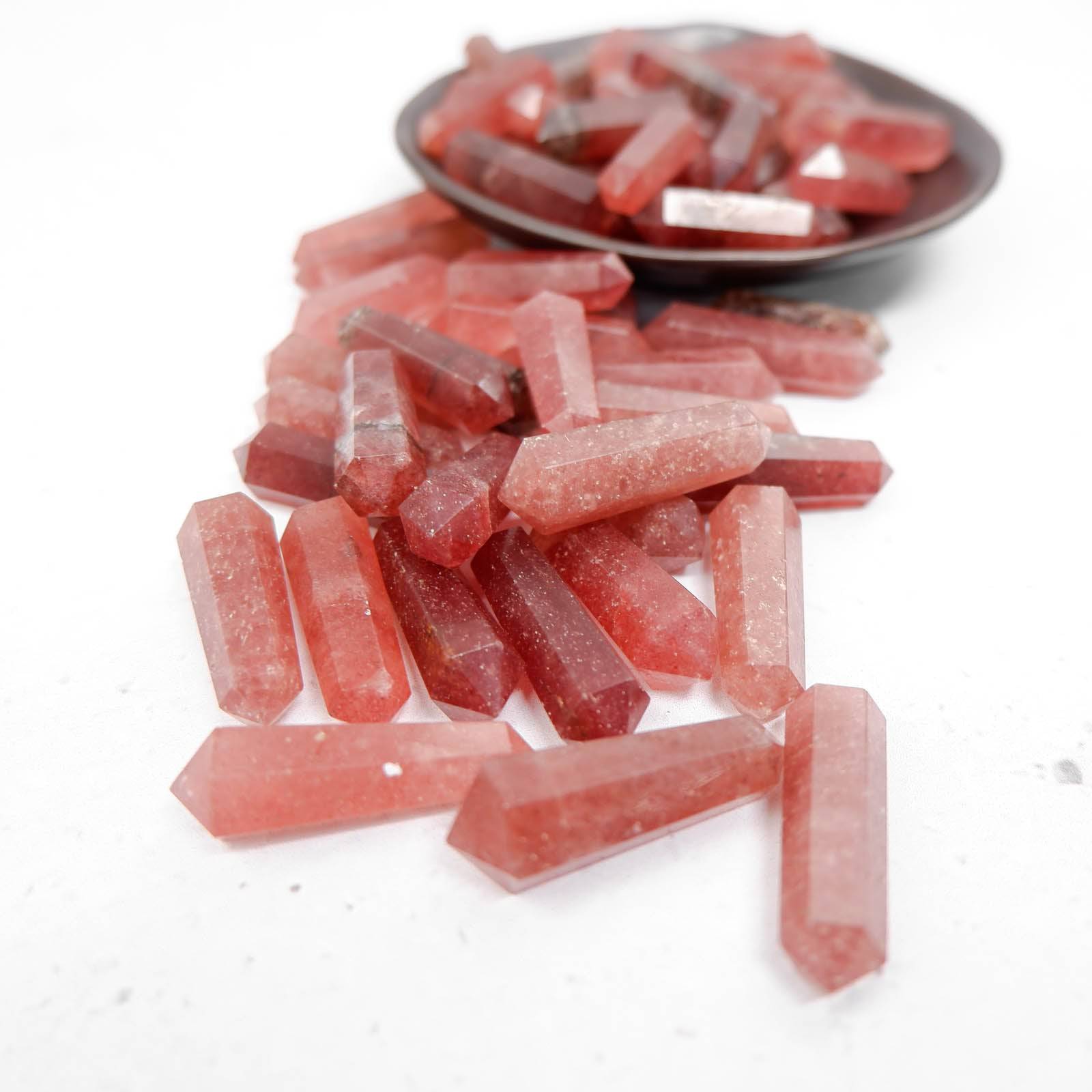 Strawberry Quartz Gridding Point (Double Terminated) - Crystal & Stone
