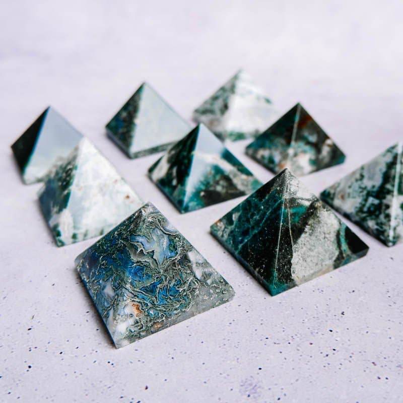 Moss Agate Pyramid - Crystal & Stone