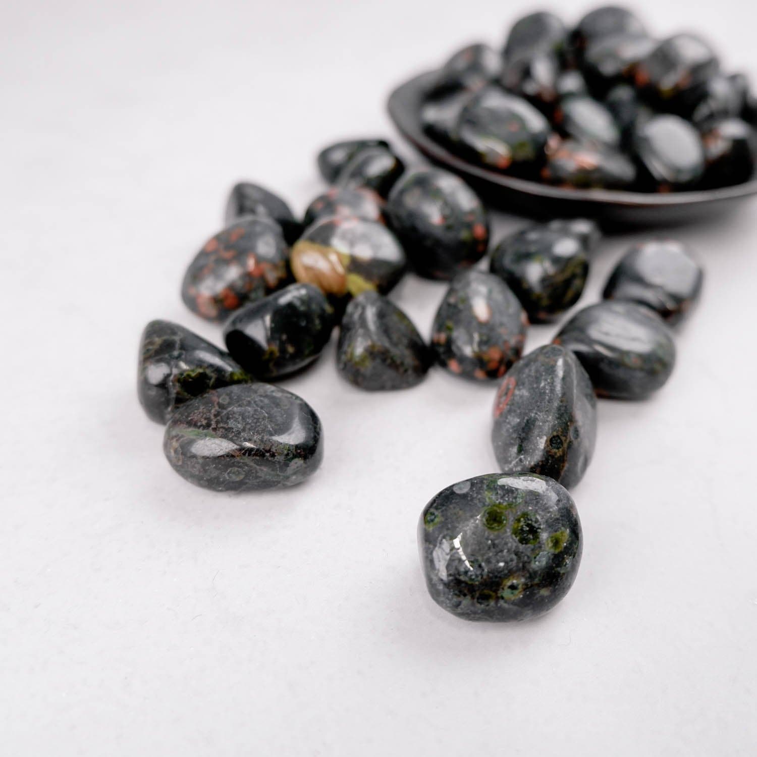 Cinnabar Periodotite Tumble - Crystal & Stone