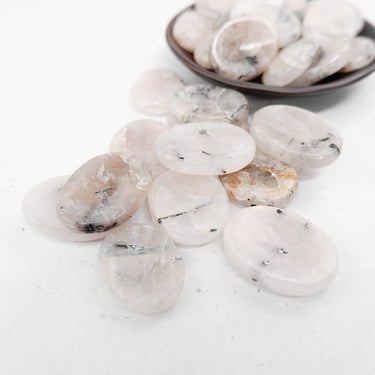 Tourmalinated Quartz Worry Stone - Crystal & Stone