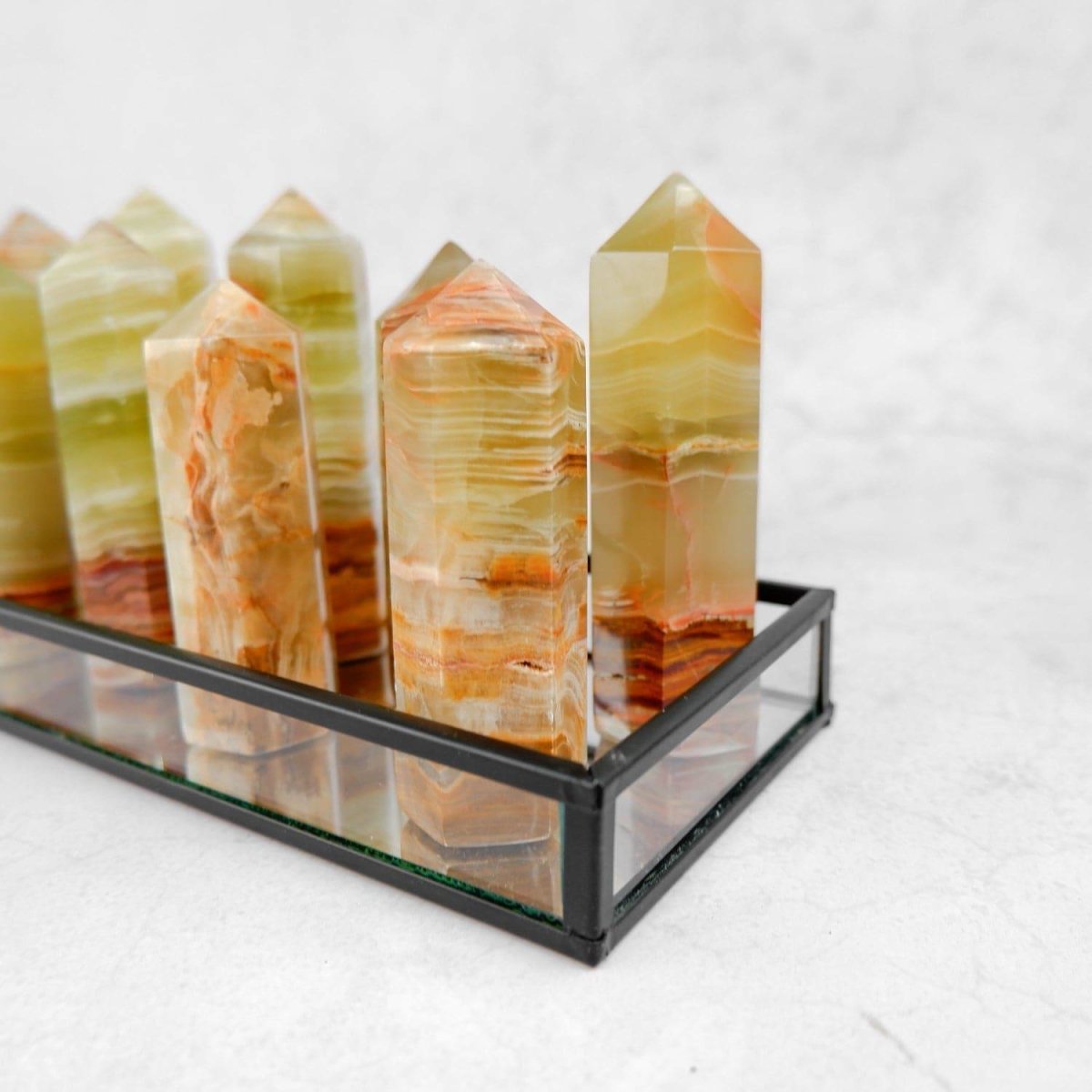 Green Banded Calcite Pillar - Crystal & Stone