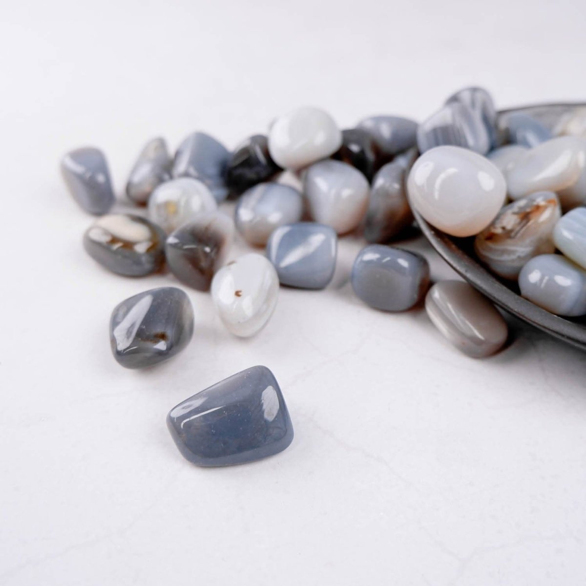 Grey Banded Agate Tumble - Crystal & Stone