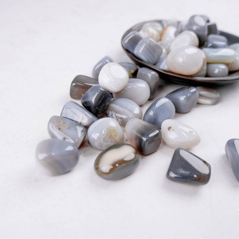 Grey Banded Agate Tumble - Crystal & Stone